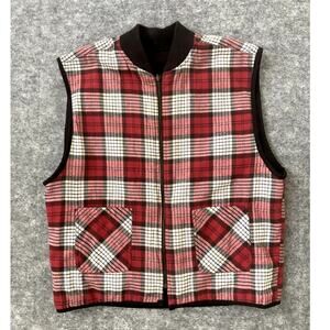 Marlboro Vest Mens Large Plaid Black Reversible Zip Up Country Store Western